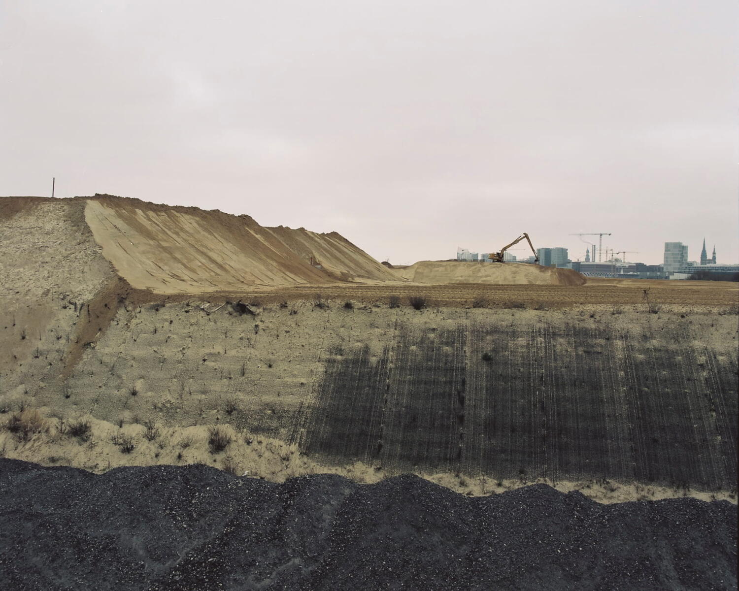 Layers of sand on a construction site.