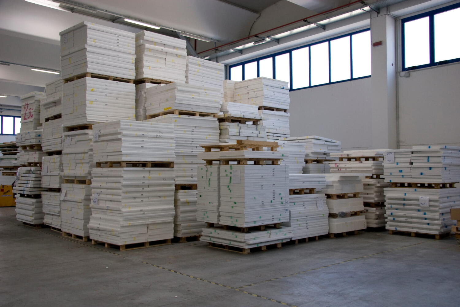 Stack of slabs produced at the Diab factory in the Longarone Valley in Italy.