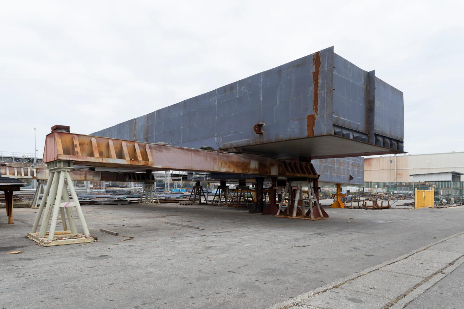 Metal component at the Fincantieri shipyard in Monfalcone, Italy.