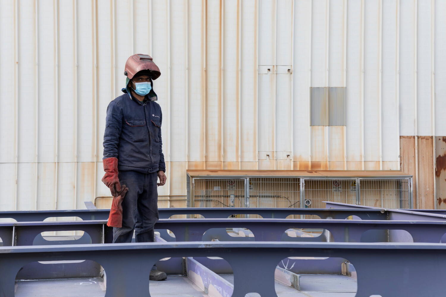 Workers at the Fincantieri shipyard in Monfalcone, Italy.