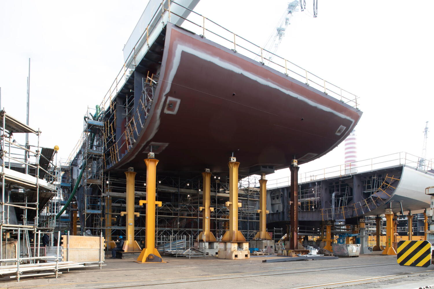 Hull structure at the Fincantieri shipyard in Monfalcone, Italy.