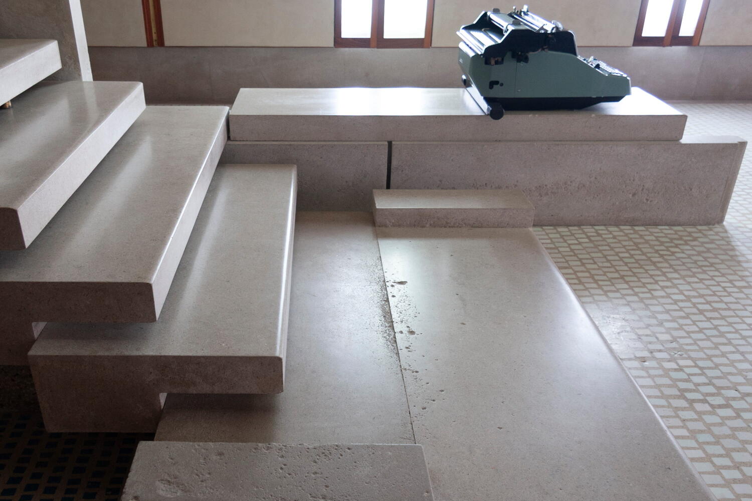 Suspended staircase in the Olivetti showroom designed by architect Carlo Scarpa in Venice. 