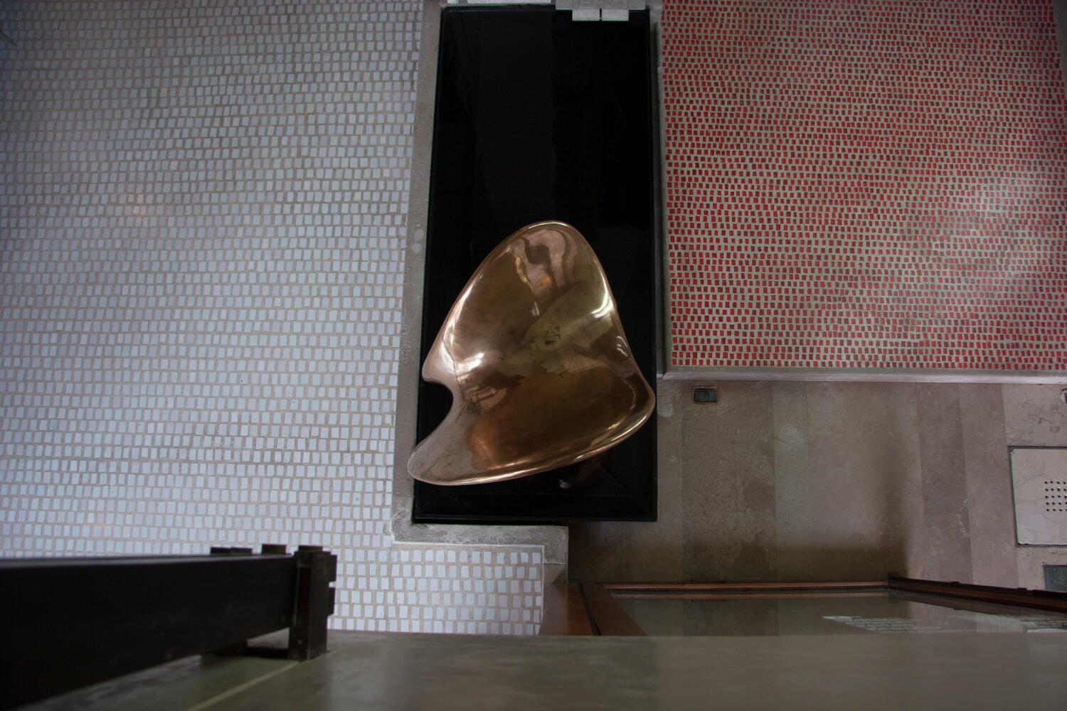 View from the top of the fountain in the Olivetti showroom designed by architect Carlo Scarpa in Venice. 