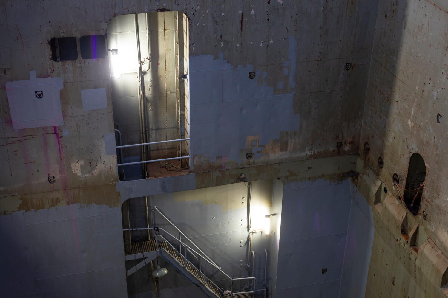 Detail of the ship Red Cedar during repair work in the port of Hamburg.