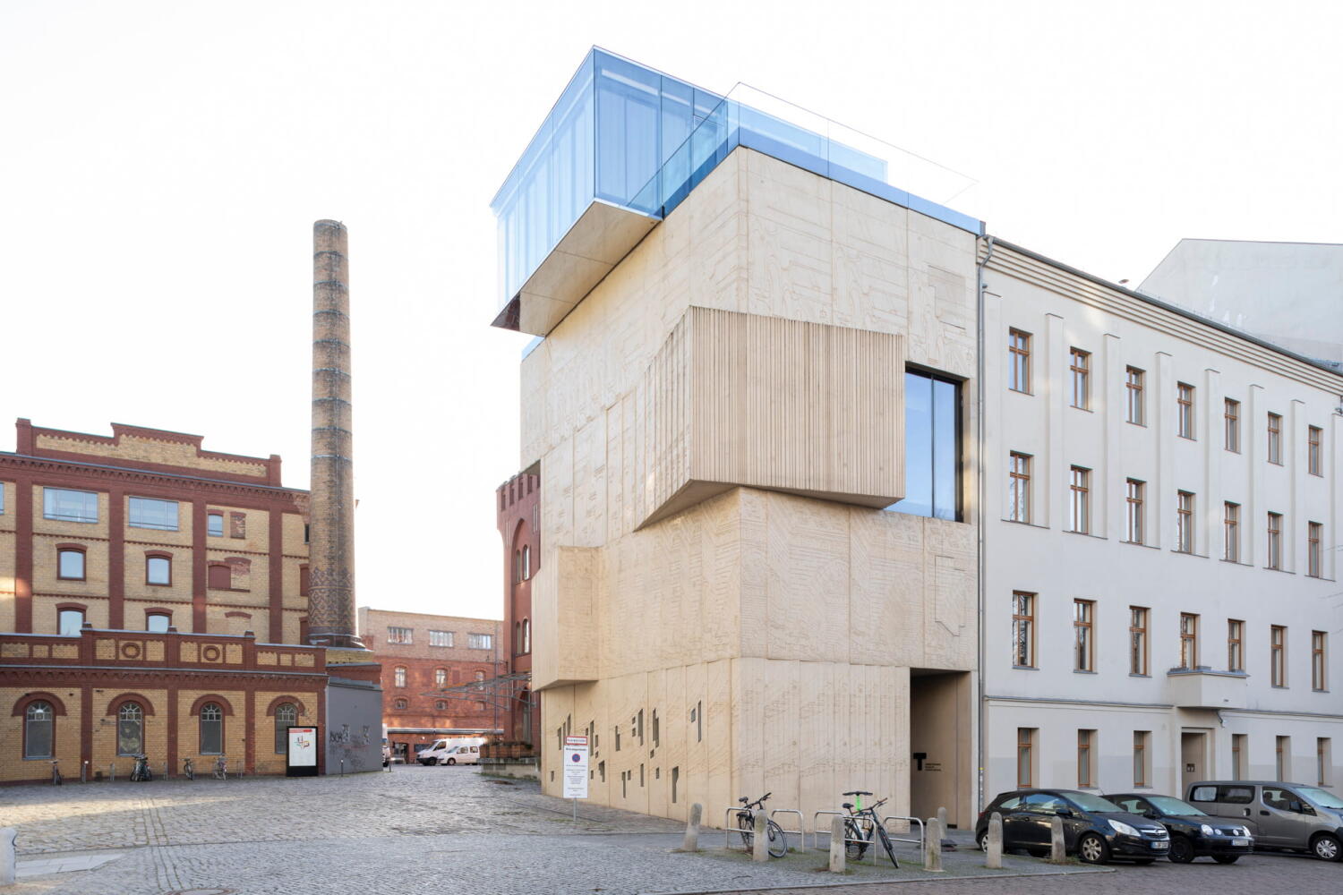 Tchoban Foundation Museum of Architectural Drawing. Coloured concrete and glass structure by Tchoban Voss Architects in Berlin.