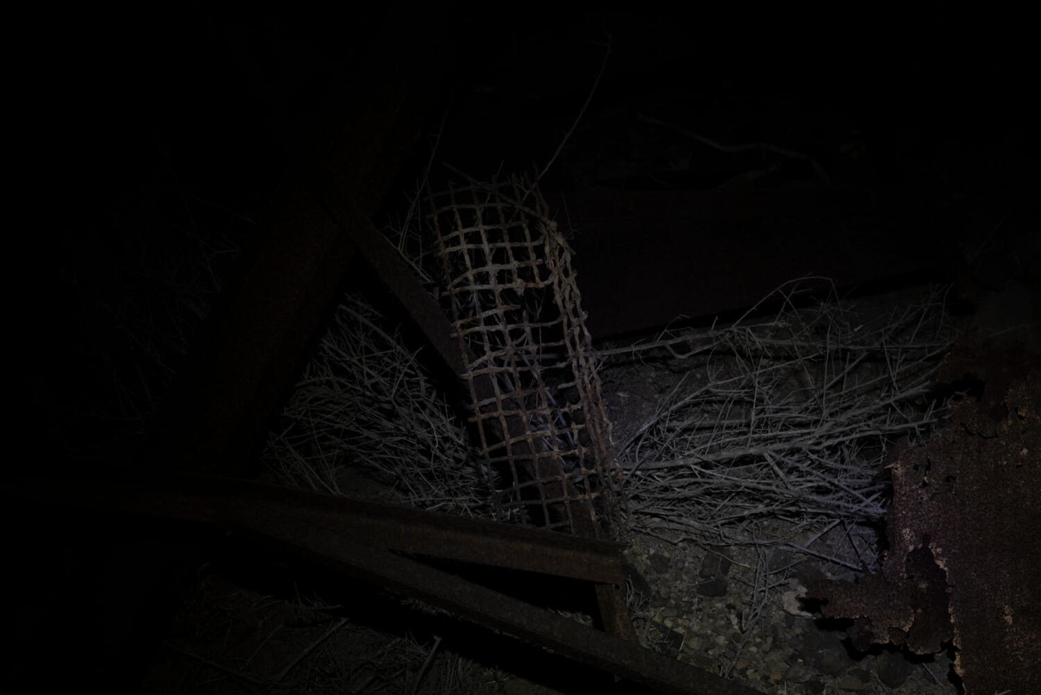Night view of a sculpture in a porcelain mine, frozen in time on an island in the Mediterranean.